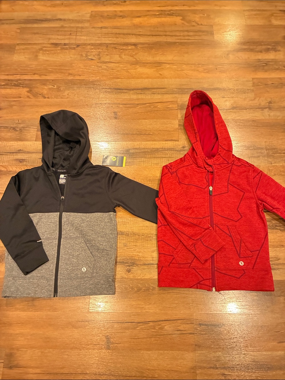 Xersion Kids Red Zip Hoodie and NEW Black/Gray Colorblock Hooded Jacket